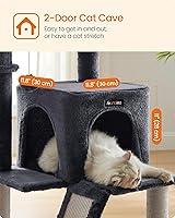 Vista 6 de Feandrea Cat Tree, 37.8-Inch Cat Tower, Multi-Level Condo with Widened Perch, Scratching Posts and Ramp, 2-Door Cave, Hammock, Smoky Gray UPCT51G