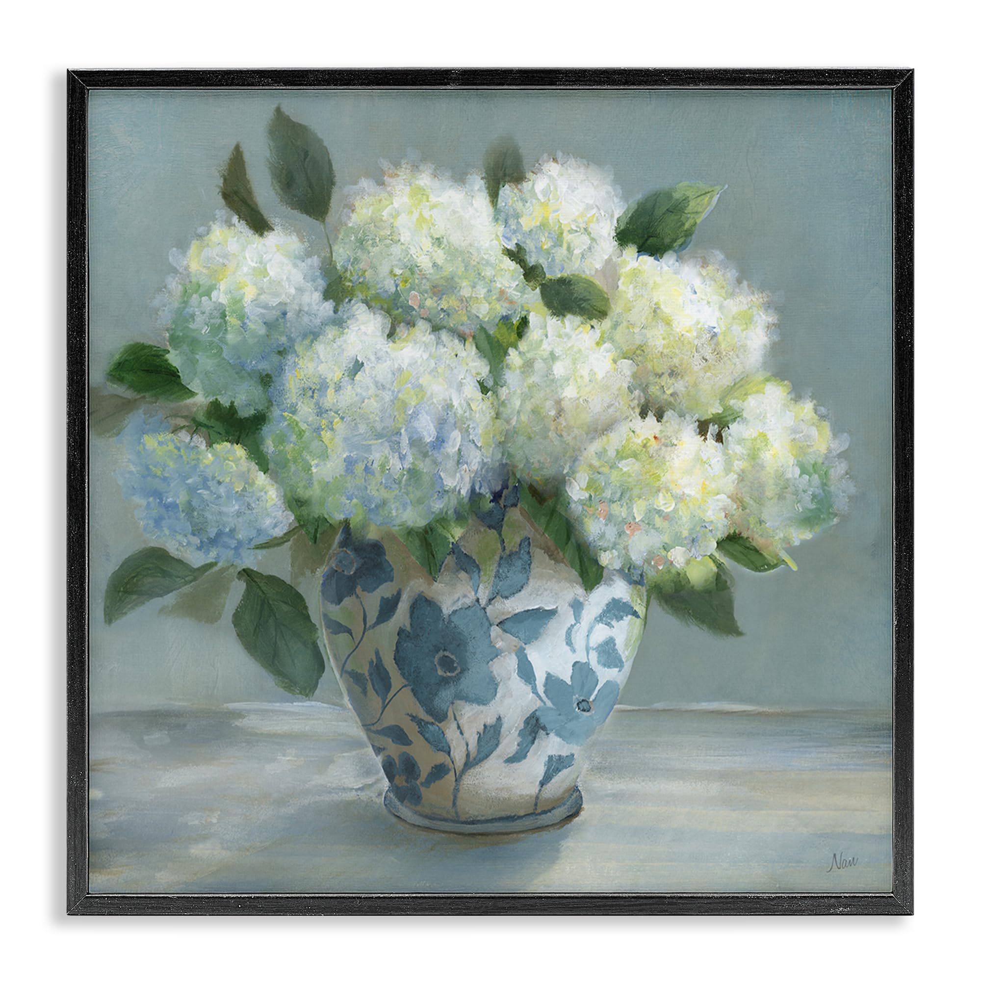 Stupell Industries Midnight Black (Textured) 'Hydrangeas In Elegant Vase'| Framed Giclee Art