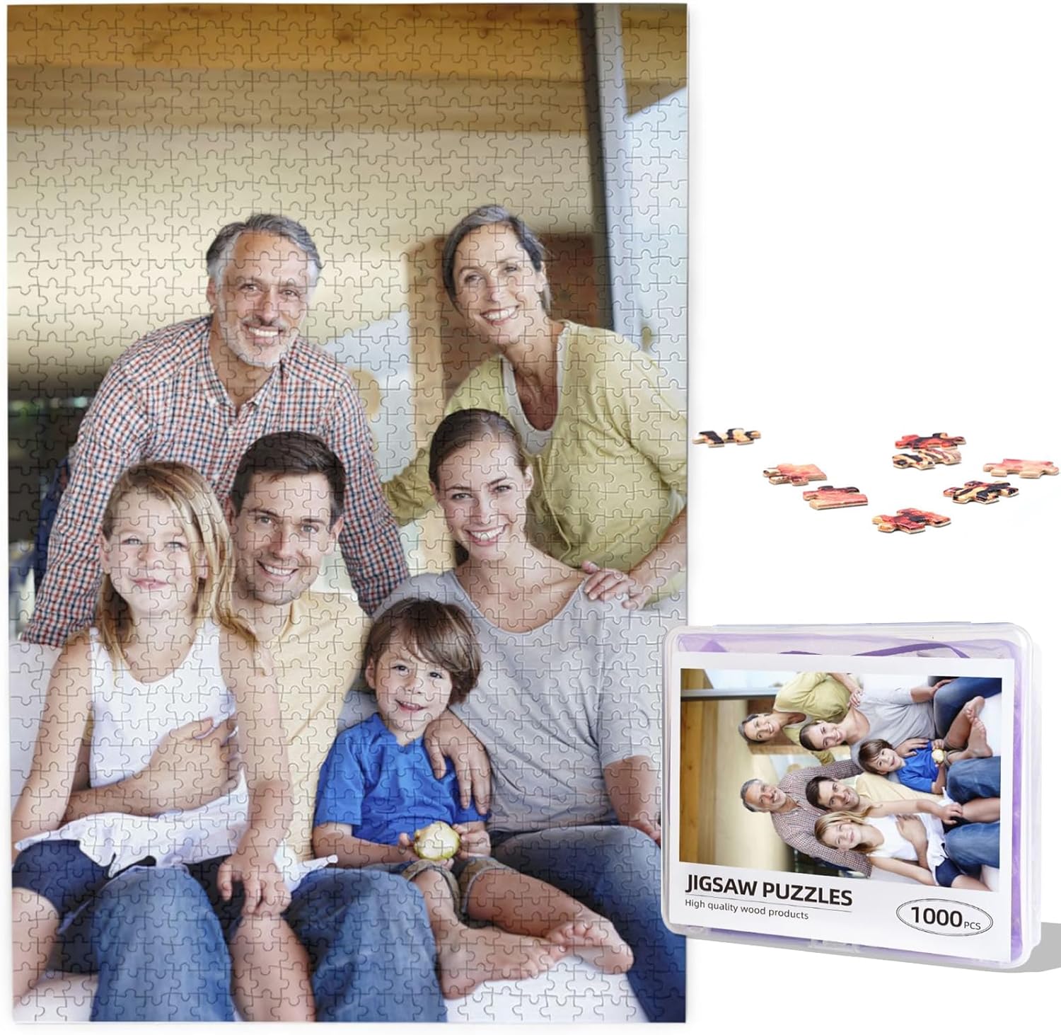 Custom Puzzles from Photos Personalized Puzzle 300/500/1000 Pieces,Customized Wooden Jigsaw Puzzle Gifts for Adult and Family, Wedding,Friend 1000PCS(19.7"x29.5")