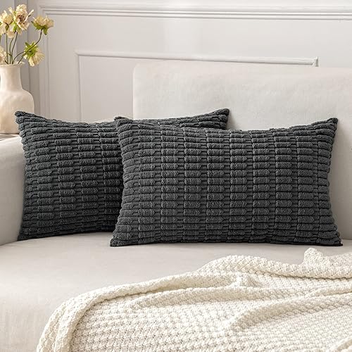 Vista 389 de MIULEE Pack of 2 Orange Corduroy Decorative Pillow Covers 20x20 Inch Soft Boho Striped Throw Pillow Covers Modern Farmhouse Home Decor for Halloween