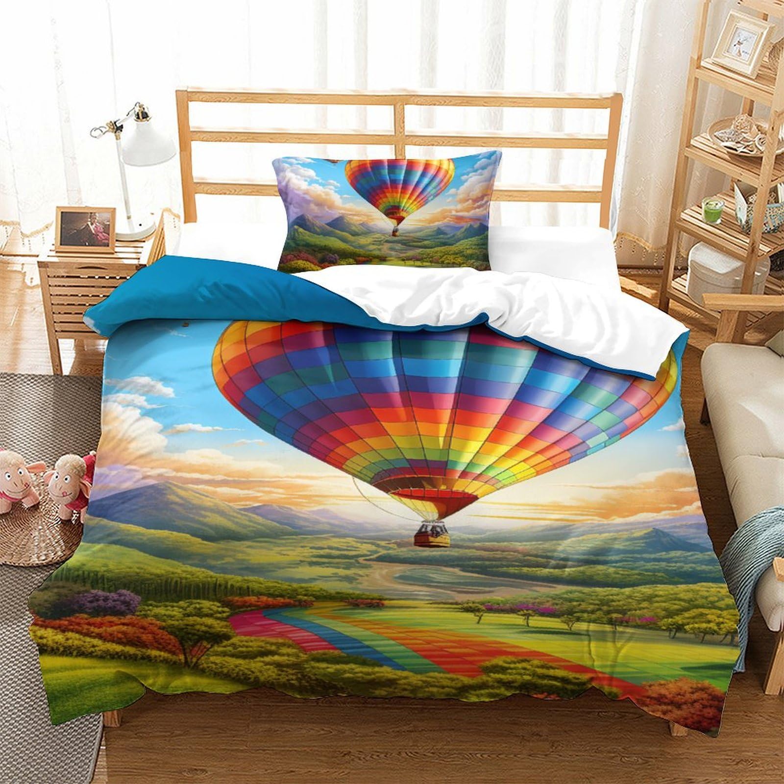 Housse de couette 135x200 cm motif ballon 3D pour chambre d'enfant