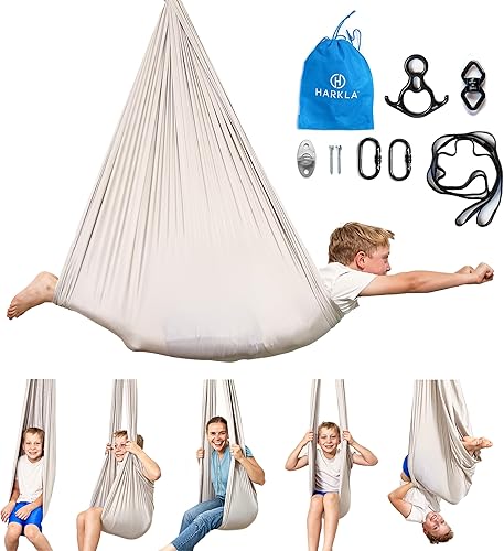 Miniatura 11 de Harkla Columpio sensorial para niños y adultos, soporta 300 libras, columpio sensorial para interiores y exteriores para un efecto calmante similar