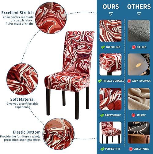 Miniatura 50 de Juego de 6 fundas elásticas para sillas de comedor, extraíbles y lavables, para sillas de comedor, hotel, ceremonia