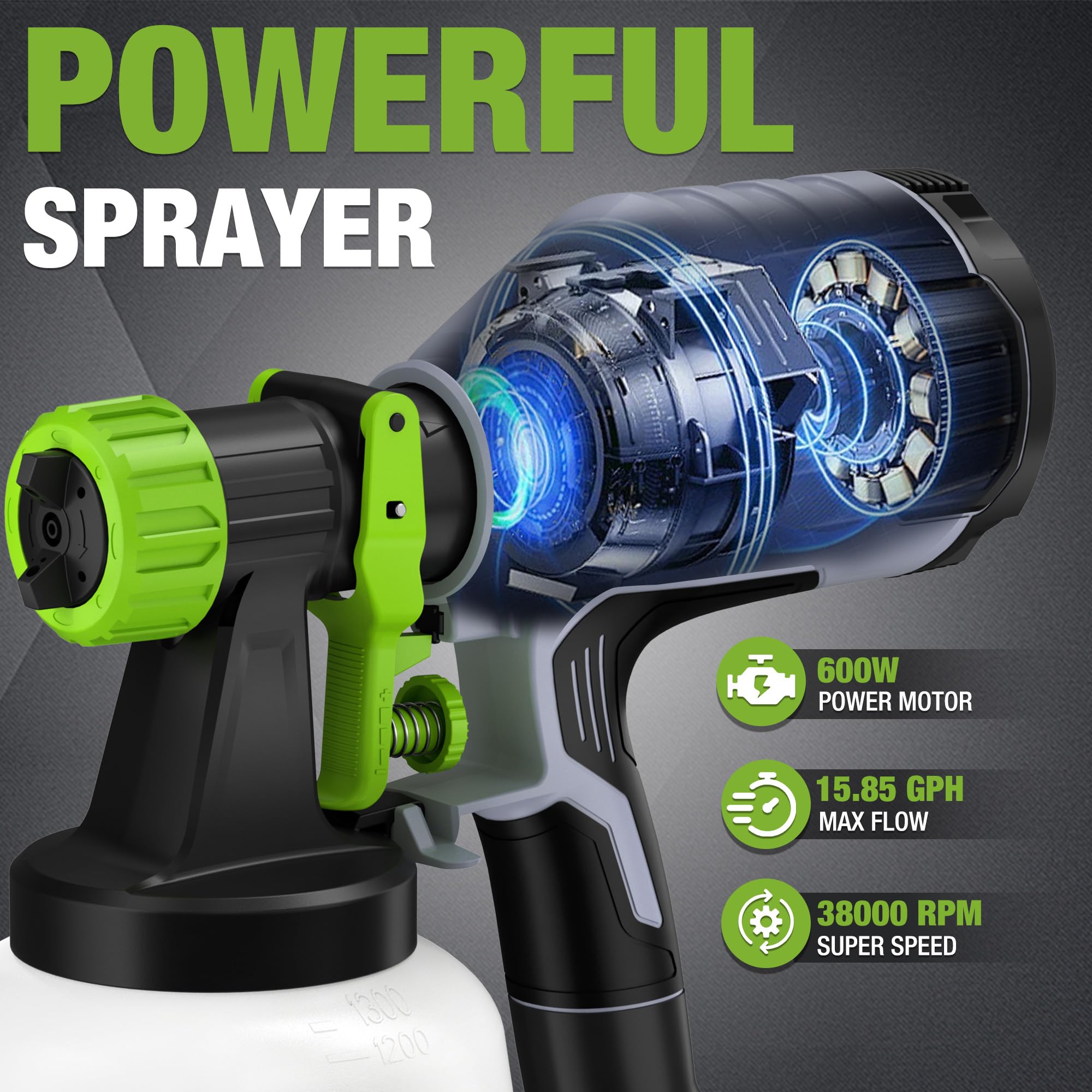 WORKPRO Paint Sprayer - 600W HVLP with 4 Nozzles -2 WORKPRO Paint Sprayer - 600W HVLP with 4 Nozzles -2