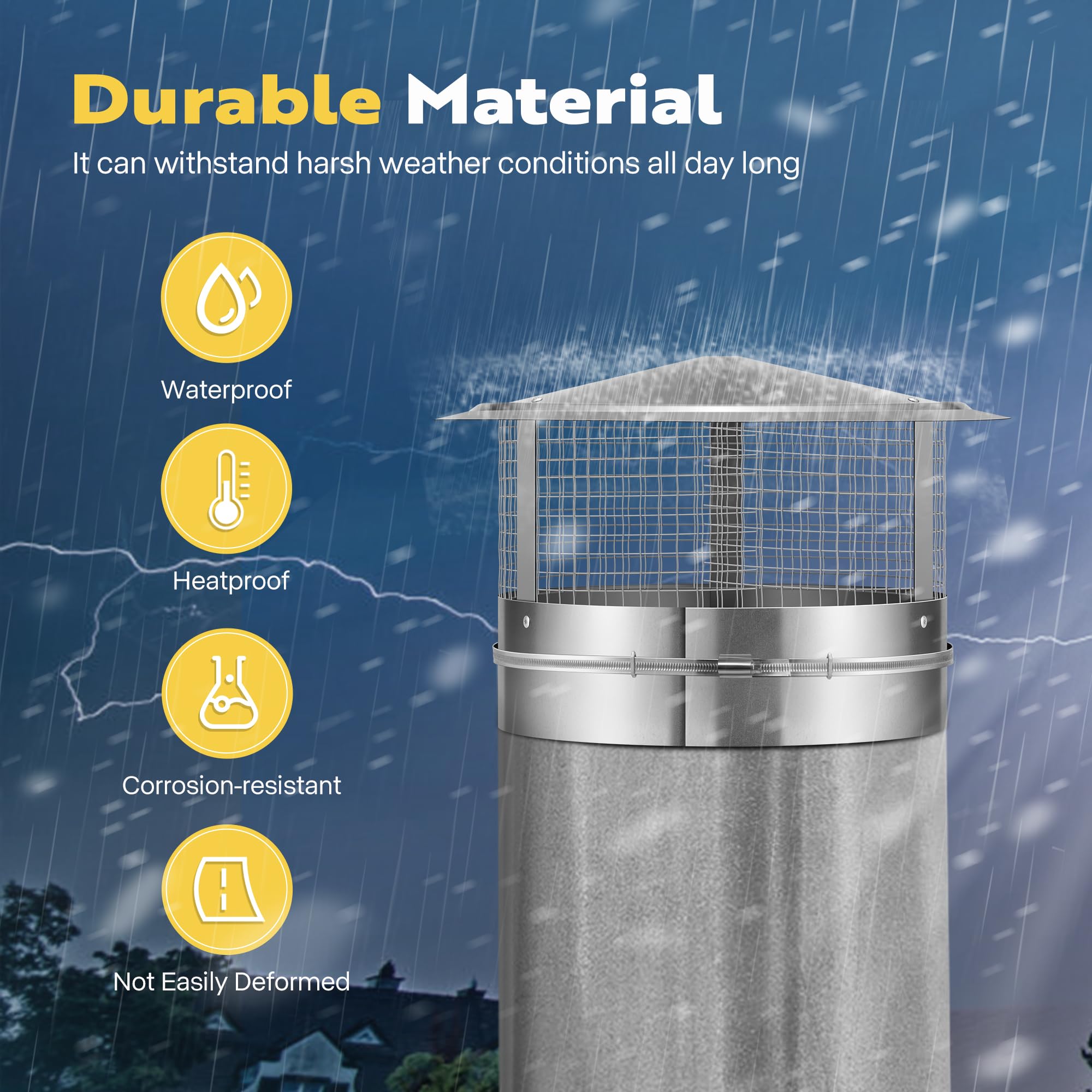 6 Inch Stove Pipe Cap SuperVent 8-in W X 4.5-in L Stainless Steel Round Chimney Cap JSC8DRC At 8 Chimney Cap - Foto 9