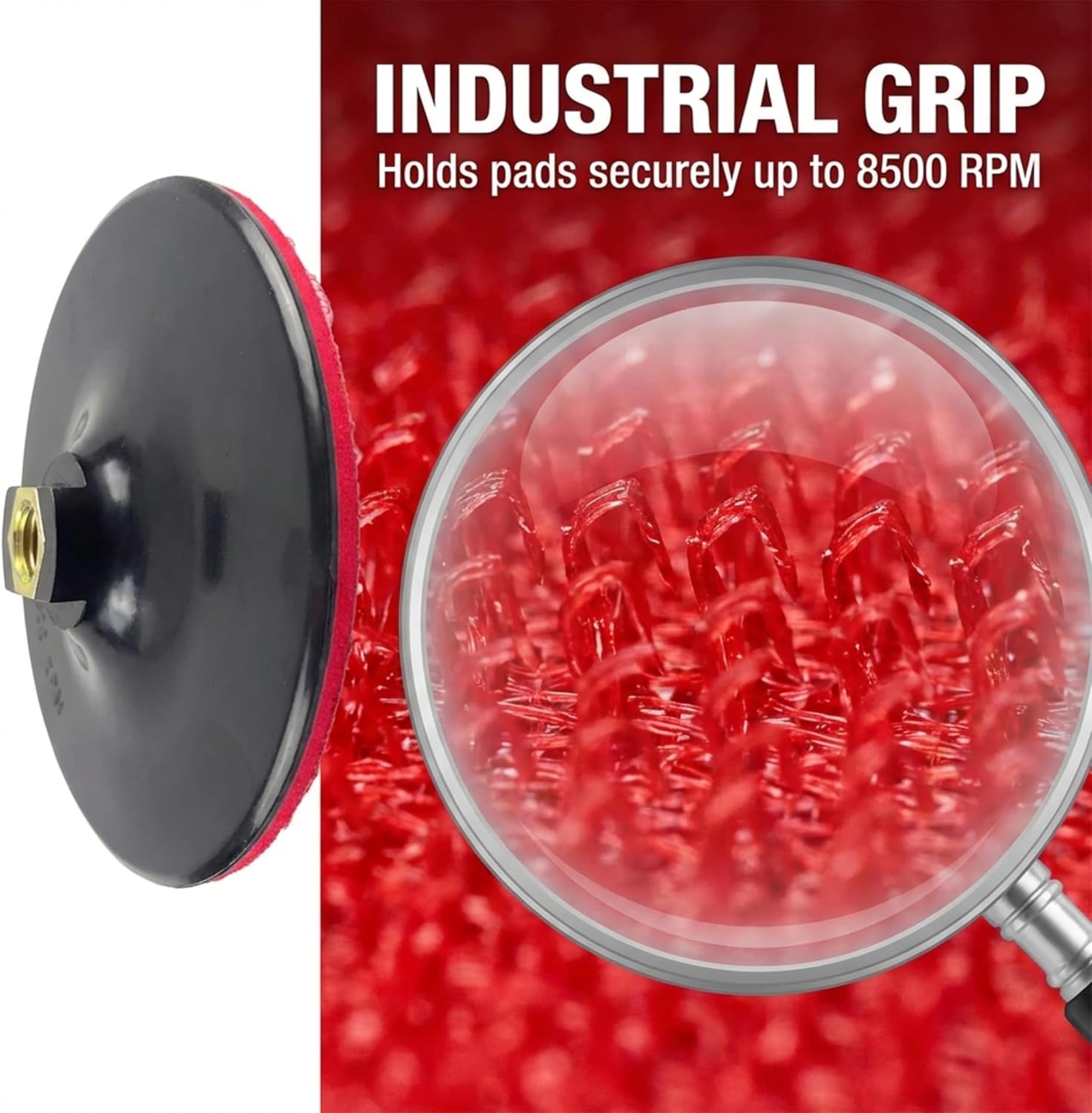 Drilax 7 Inch Hook and Loop Backing Pad, Rigid Low Profile Sanding Pad, 5/8-11 Thread with Wrench Mount, Flat Surface Grinding Polishing Pad for Angle Grinders and Polishers