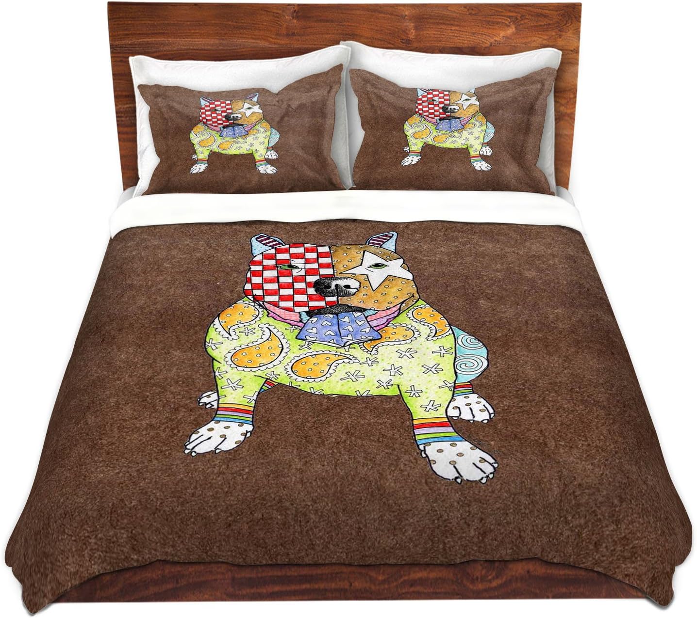 Dia Noche DV-TW-MarleyUngaroPitbullLightBrown8 Duvet Cover Brushed Twill, King Sham Set