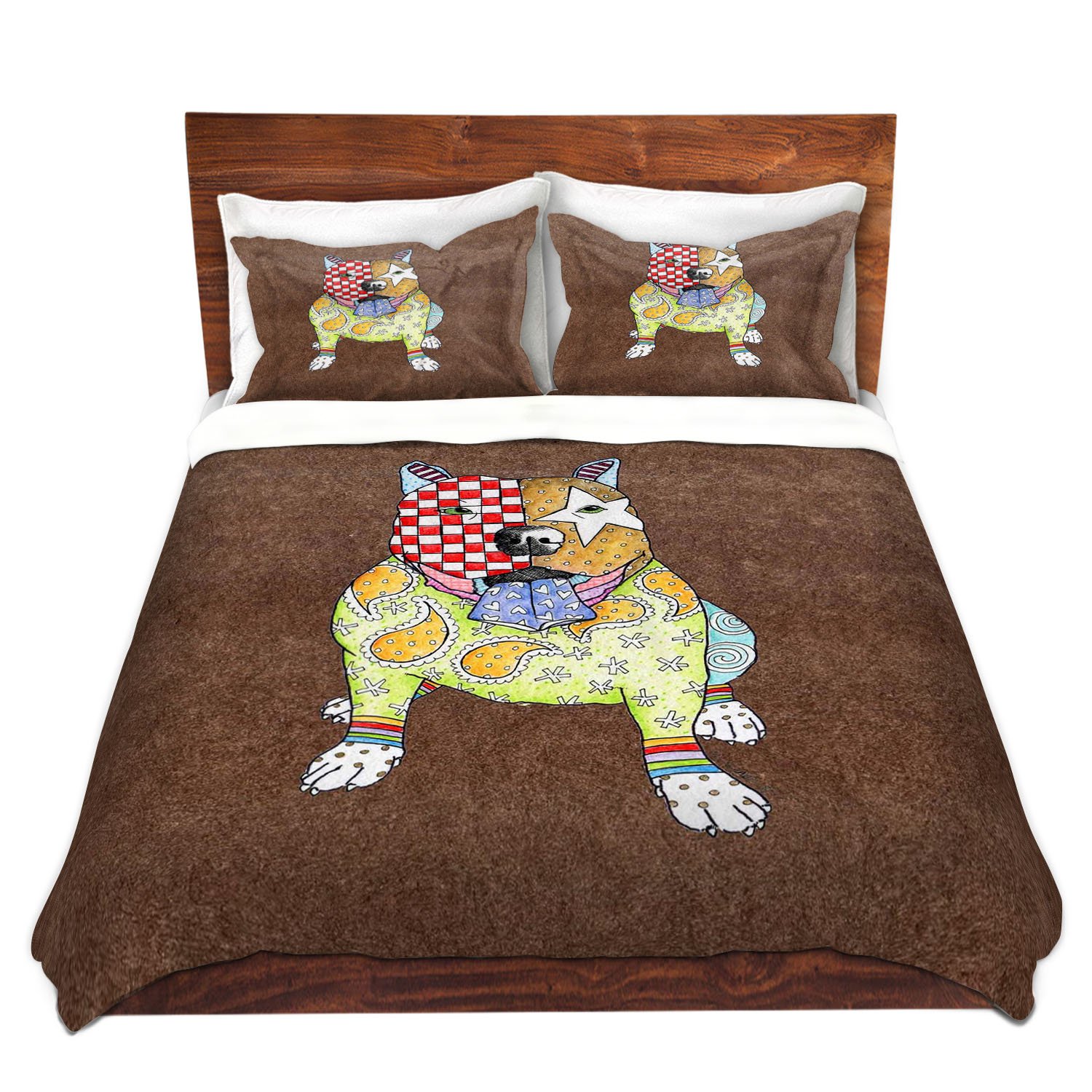 Dia Noche DV-TW-MarleyUngaroPitbullLightBrown8 Duvet Cover Brushed Twill, King Sham Set