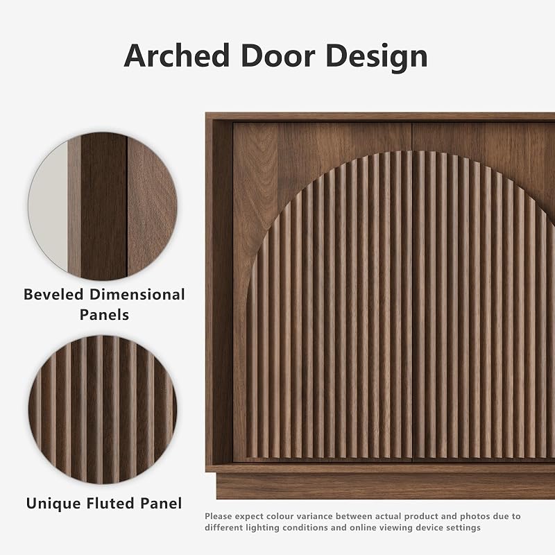 win2win 65" Sideboard Buffet Cabinet with Storage, Modular Credenza, Walnut image 4