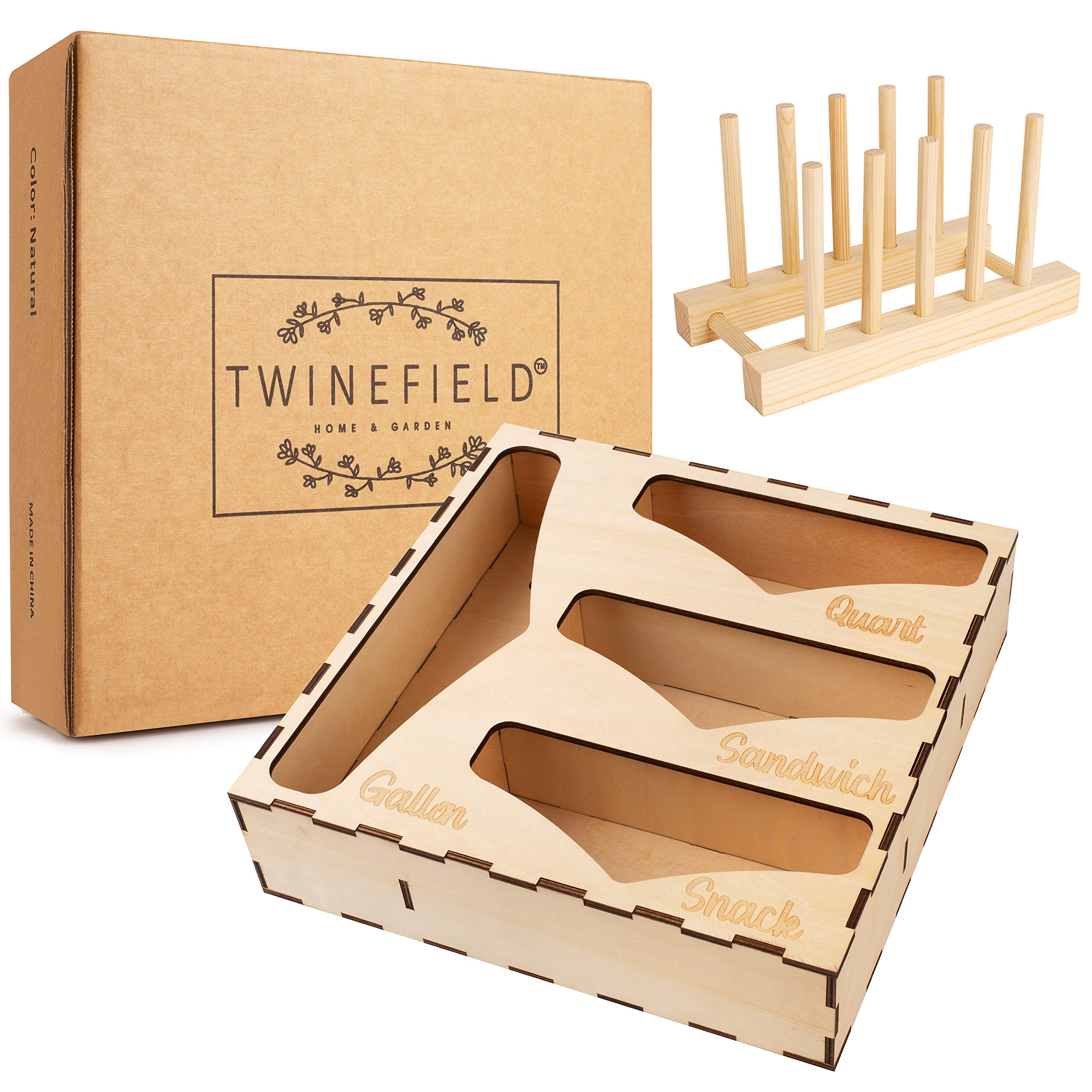 Twinefield Plastic Baggie Holder Storage Bag Organizer Compatible