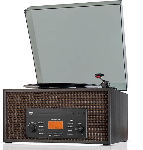 Miniatura 2 de Memorex MX-TT700  Centro de música de madera nostálgico 7 en 1  CDMP3, USB, Bluetooth  Tocadiscos, AMFM, entrada AUX  Grabar a USB, pantalla LCD,
