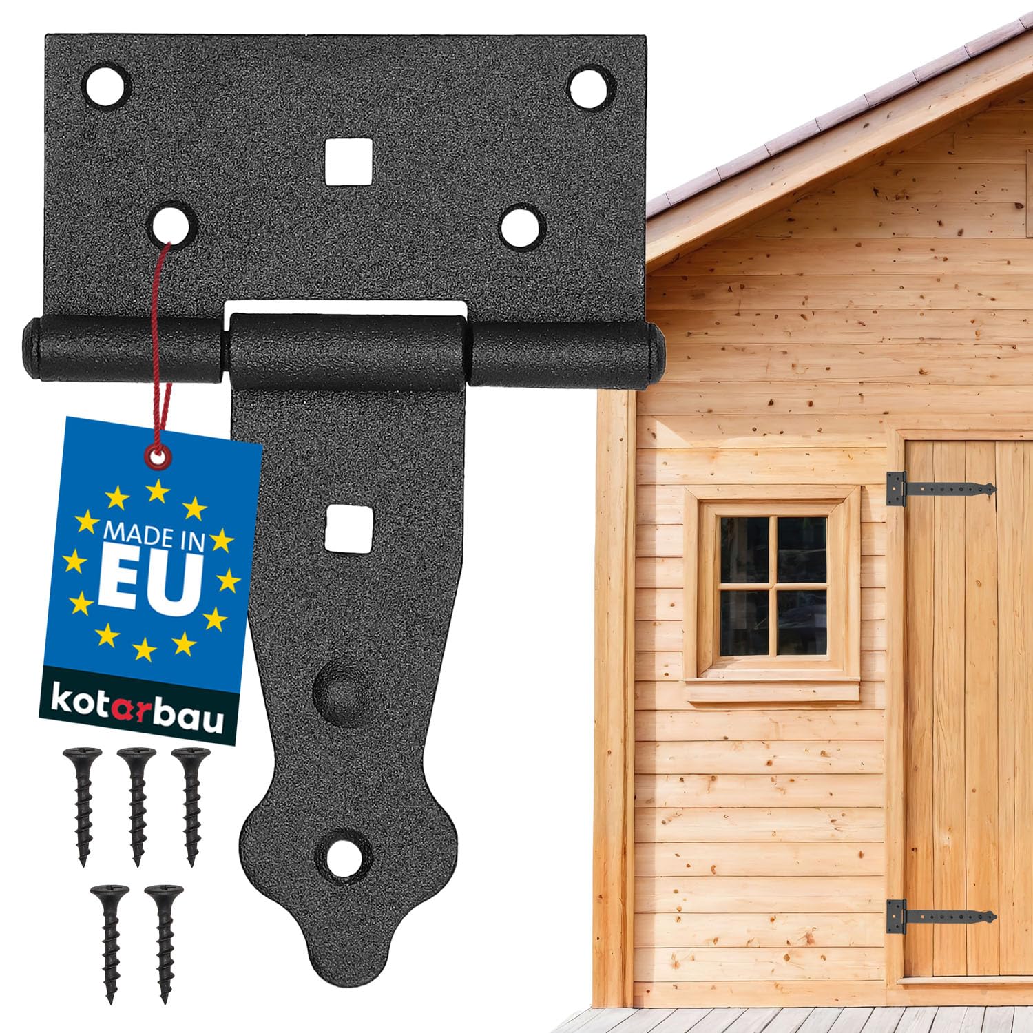 KOTARBAU Cross Hinges Black 100 mm Shutter Hinge Black Band Door Hinge Exterior Gate Hinges Construction Hardware Garden Gate Hinge Powder-Coated Door Hinge