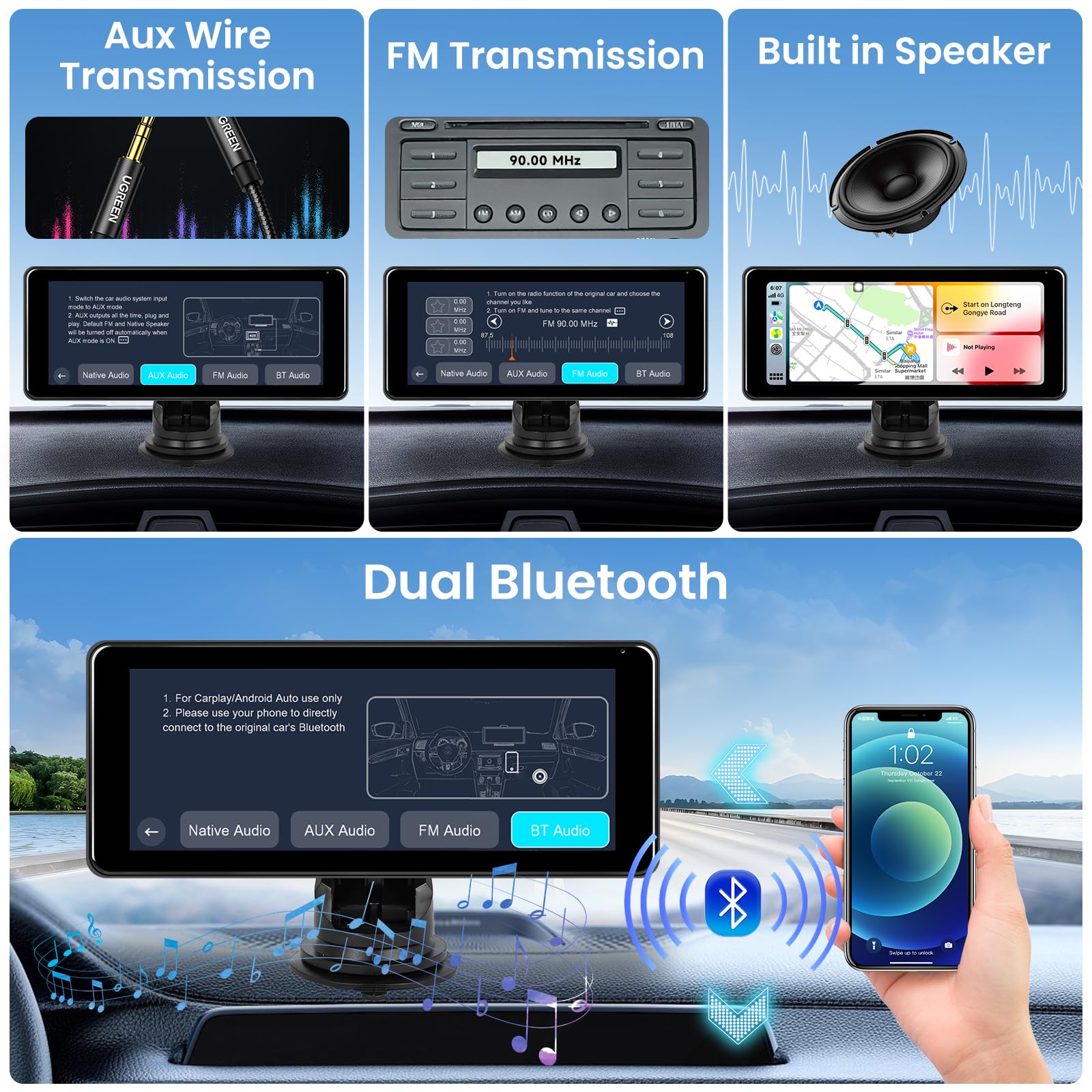 Hodozzy 4K 車の表示 Apple Carplay 車のステレオの受信機 Amazon.co.jp: Hodozzy 4K 車の表示 Apple Carplay 車のステレオ