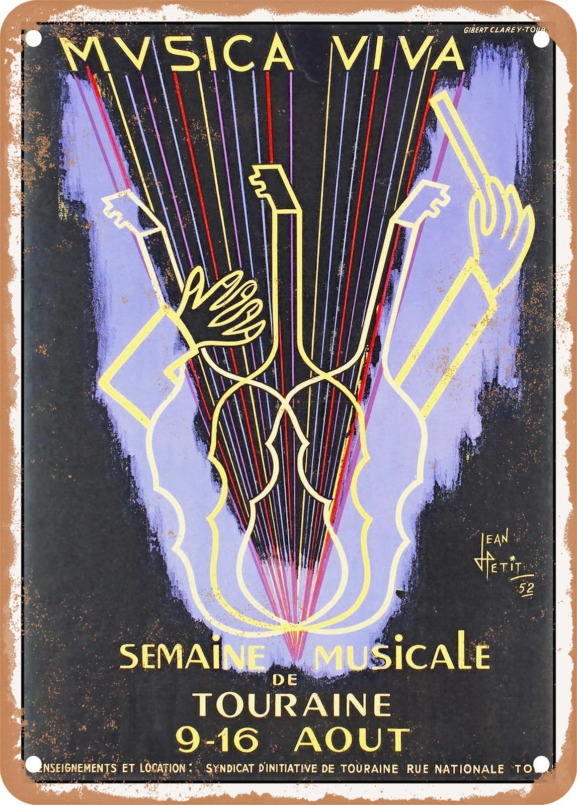 METAL SIGN - 1952 Musica Viva, Music Week of Touraine Vintage Ad home decor
