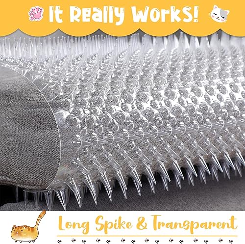 Miniatura 7 de Nuanchu 12 tapetes repelentes de gatos para exteriores, gatos y perros, tapetes de plástico con púas transparentes disuasorias para mascotas para