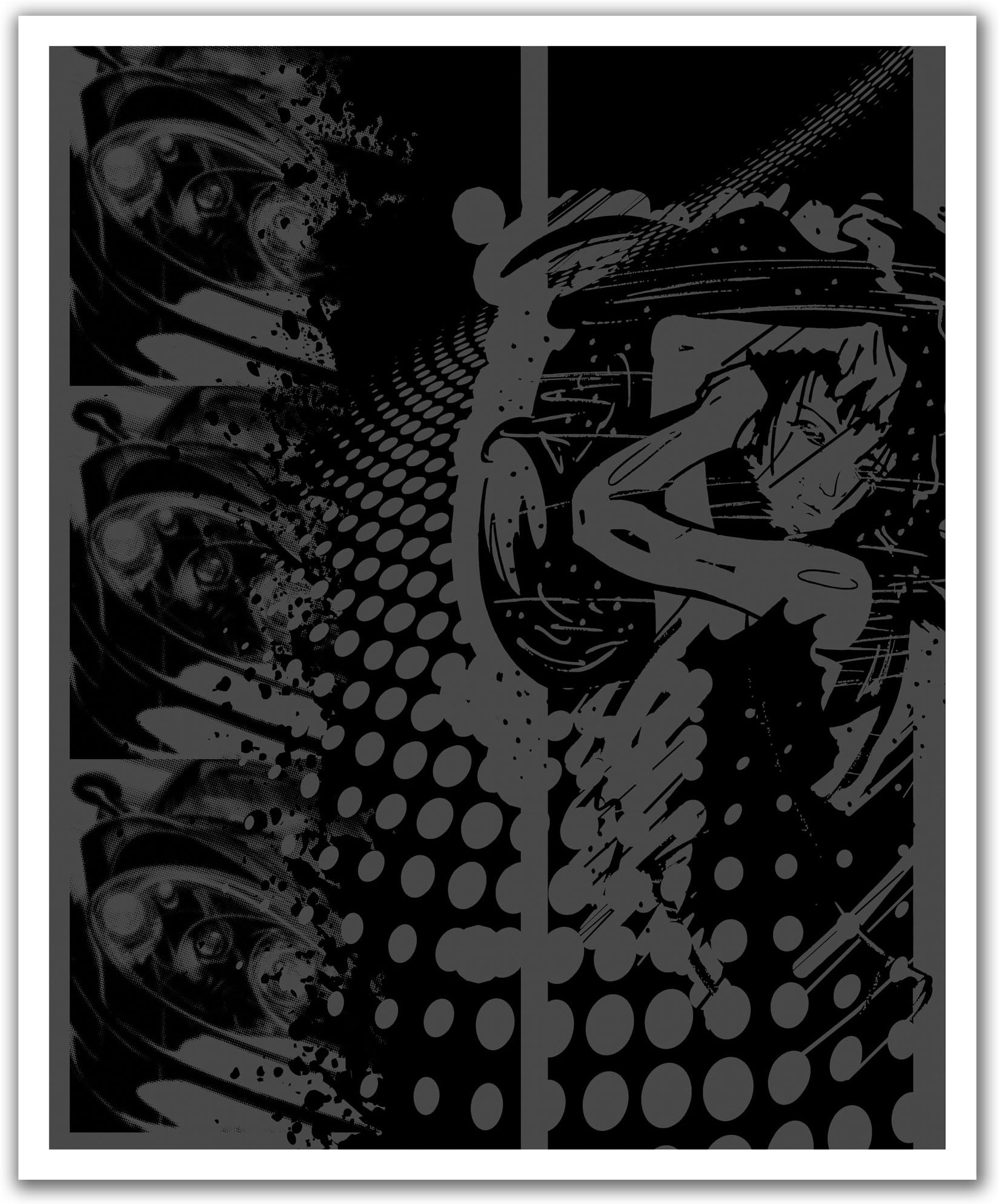 JP London POSLT0048 uStrip Lite Removable Wall Decal Sticker Mural Anime Grafitti Girl Black and Grey Cult, 19.75-Inch x 24-Inch