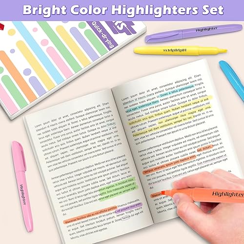 Miniatura 5 de Duchong 30 resaltadores pastel, colores surtidos a granel, punta de cincel para secado rápido para adultos y niños, imprescindible en el aula de