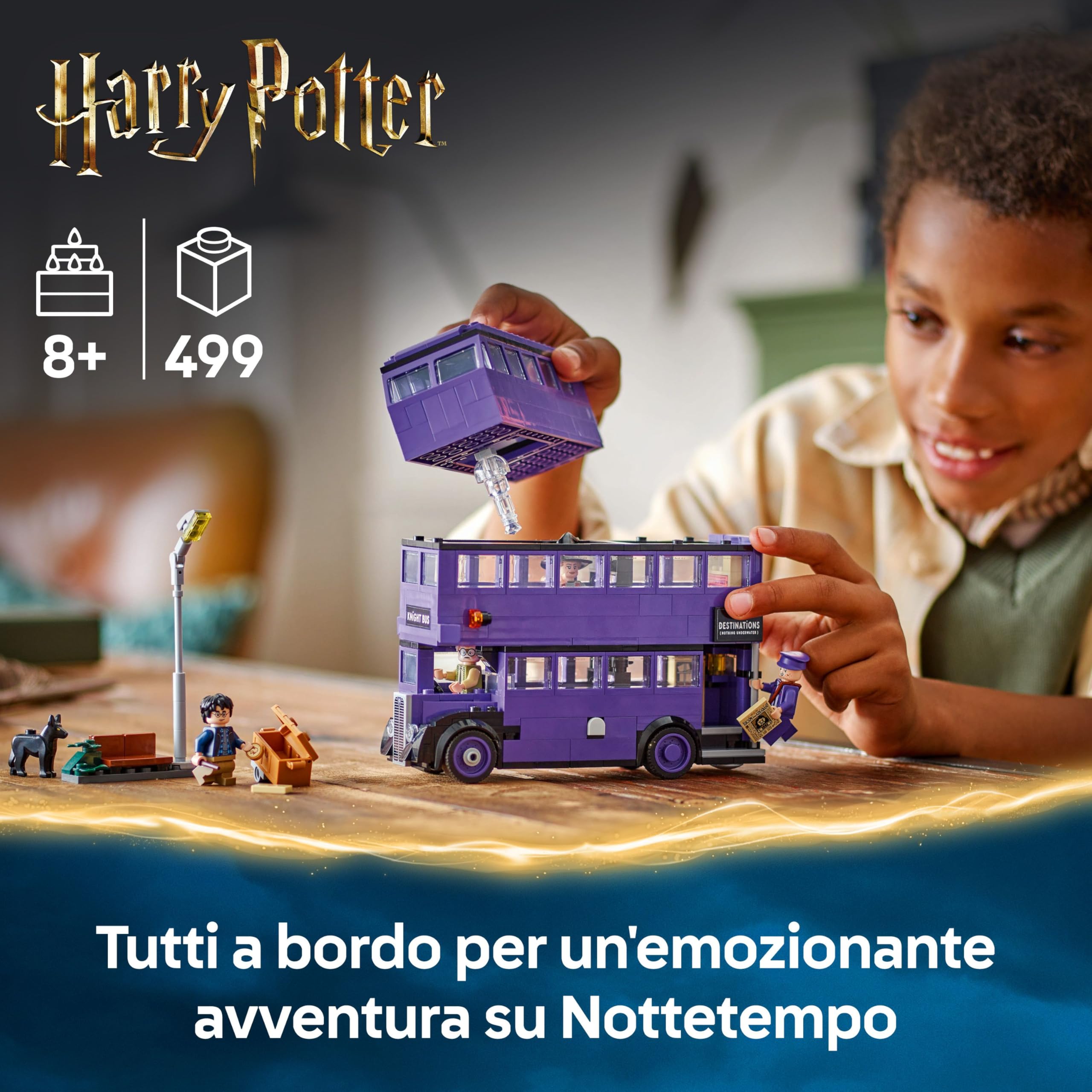 LEGO Harry Potter Avventura su Nottetempo - Autobus Giocattolo del Mondo Magico con 5 Minifigure da Collezione e Accessori come Bacchette Magiche - Regalo per Bambine e Bambini da 8 Anni - 76446