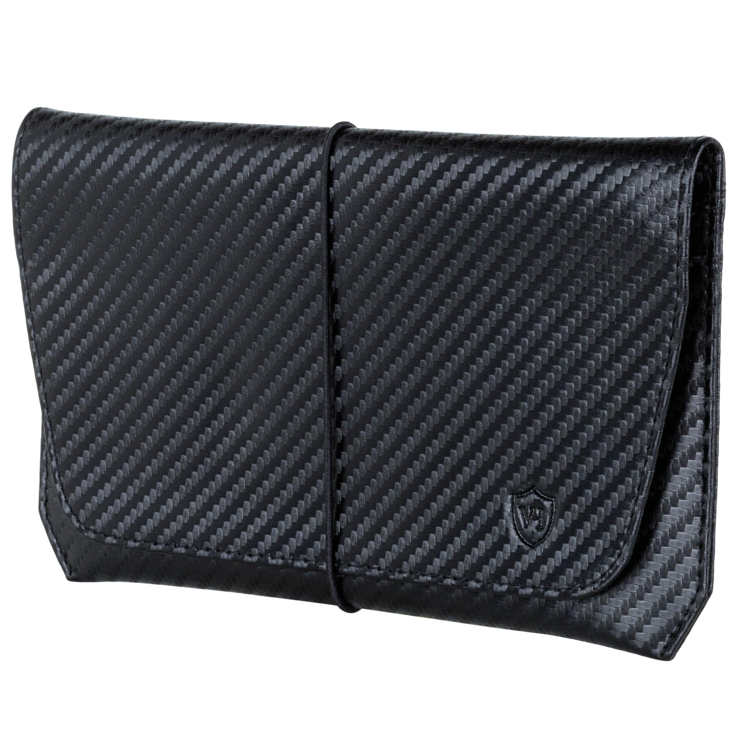 VON HEESEN Leder Reisepasshülle mit RFID-Schutz - Passport-Hülle aus echtem Leder - Reisepass-Organizer für stilbewusste Herren & Damen in Carbon Schwarz