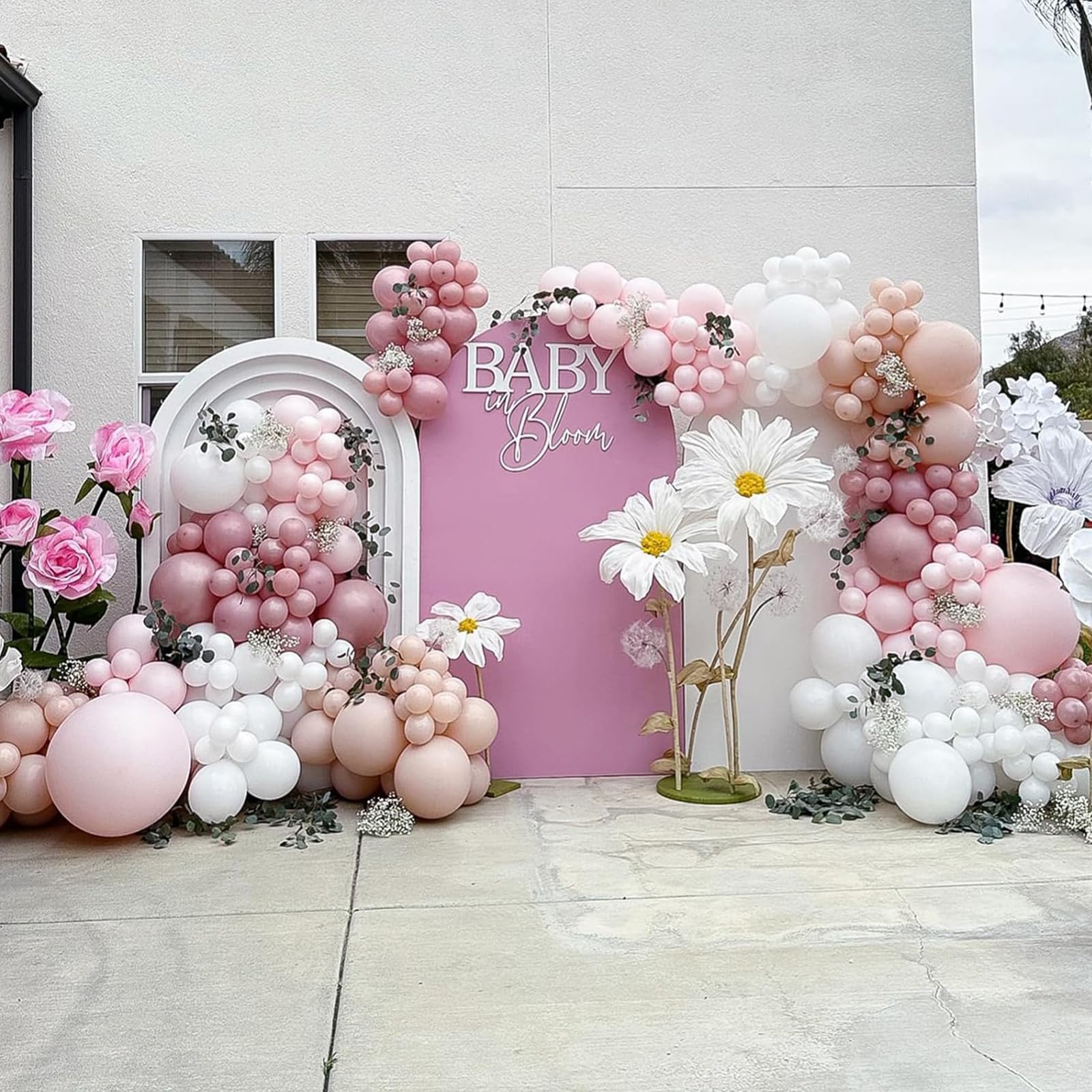 Globos rosados, 113 piezas de diferentes tamaños, kit de guirnalda de arco de globos rosa rubor bohemio de 18/12/10/5 pulgadas, globo de helio de látex rosa vintage para cumpleaños, bohemio, baby