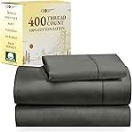 California Design Den Twin XL Sheet Sets - 100% Cotton Sheets, 400 Thread Count Sateen, Deep Pockets, Cooling and Durable Bedding, Dorm Essentials for Guys - Grey