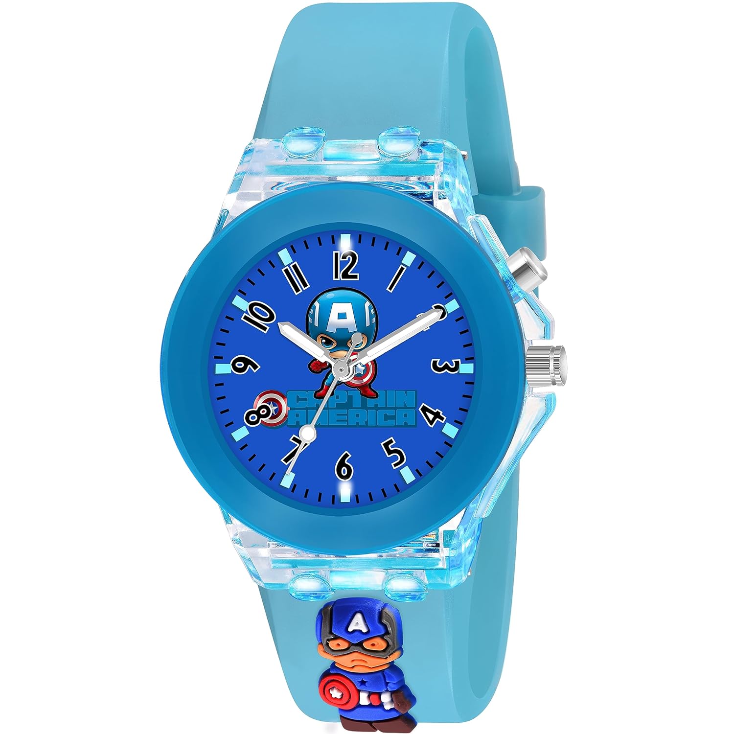 Shocknshop 3D Cartoon Analouge with 7 Color Glowing Disco Light Unisex Watch for Kids Girls and Boys