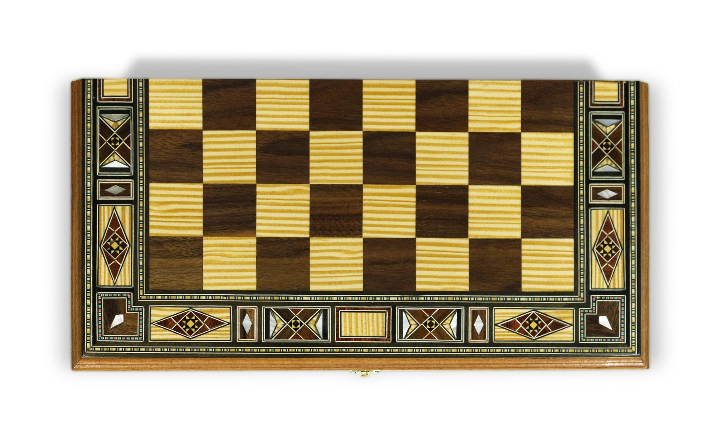 Novità 40 x 40 cm Backgammon Tavla/Gioco di scacchi/Dame Board BE 414 SF con 30 pietre backgammon in legno e scacchi in legno KH 75