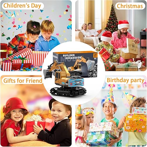 Miniatura 4 de Juguetes de excavadora para niños  Camión de construcción de juguete para niños con barricada de 6 actividades, auto excavador de ingeniería
