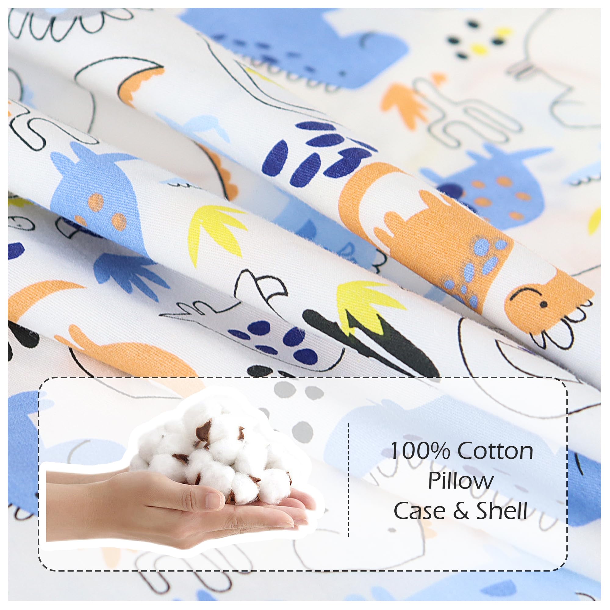 Baby Amabc Lot de 3 oreillers pour tout-petits, 1 oreiller pour enfants avec 2 taies d'oreiller douces 100 % coton (33 x 45,7 cm) pour tout-petits – avec taie d'oreiller lavable en machine – Parfait
