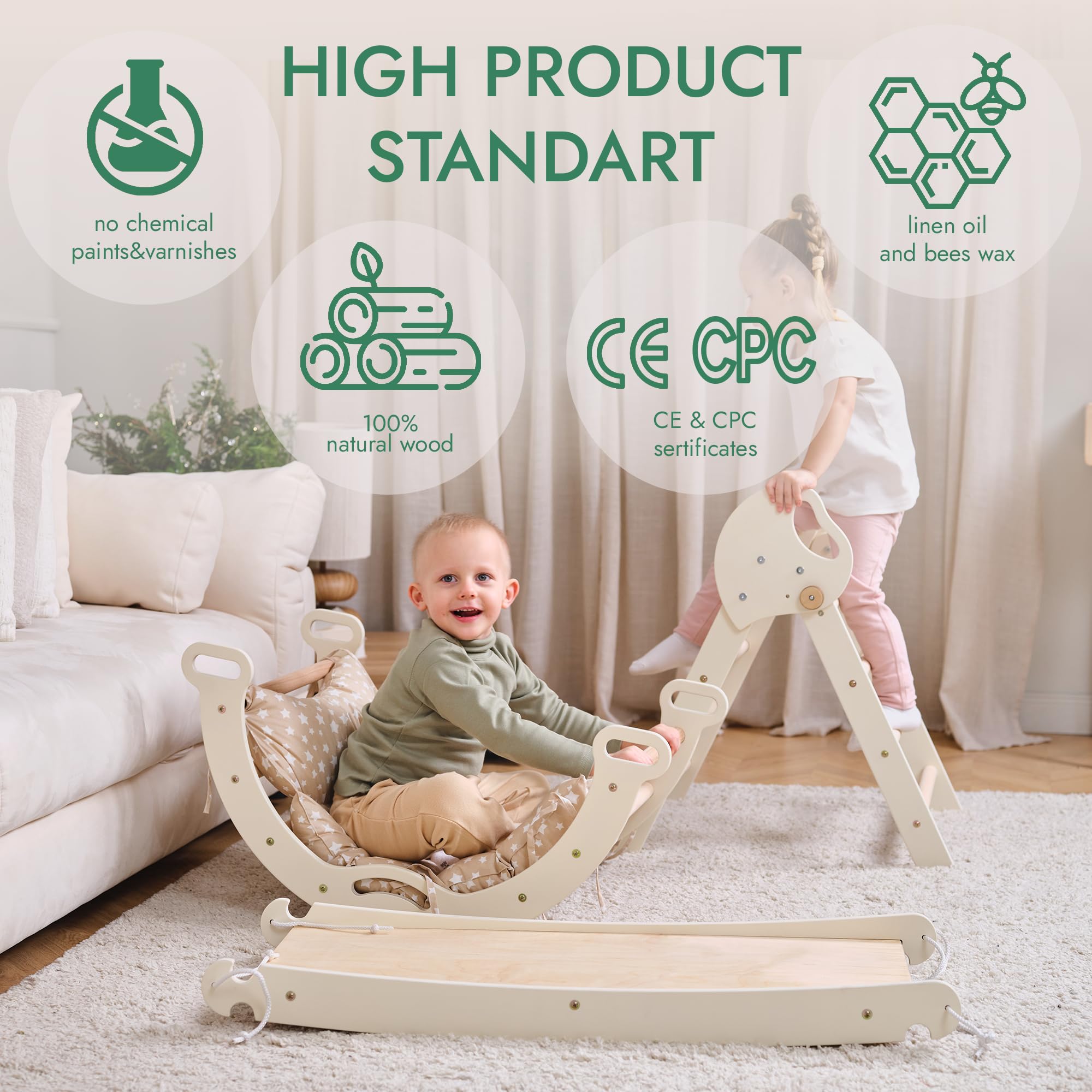 Goodevas Montessori 5 in 1 - Set da arrampicata per interni, con cuscino e scivolo per bambini, parco giochi per interni da 1 a 3 anni
