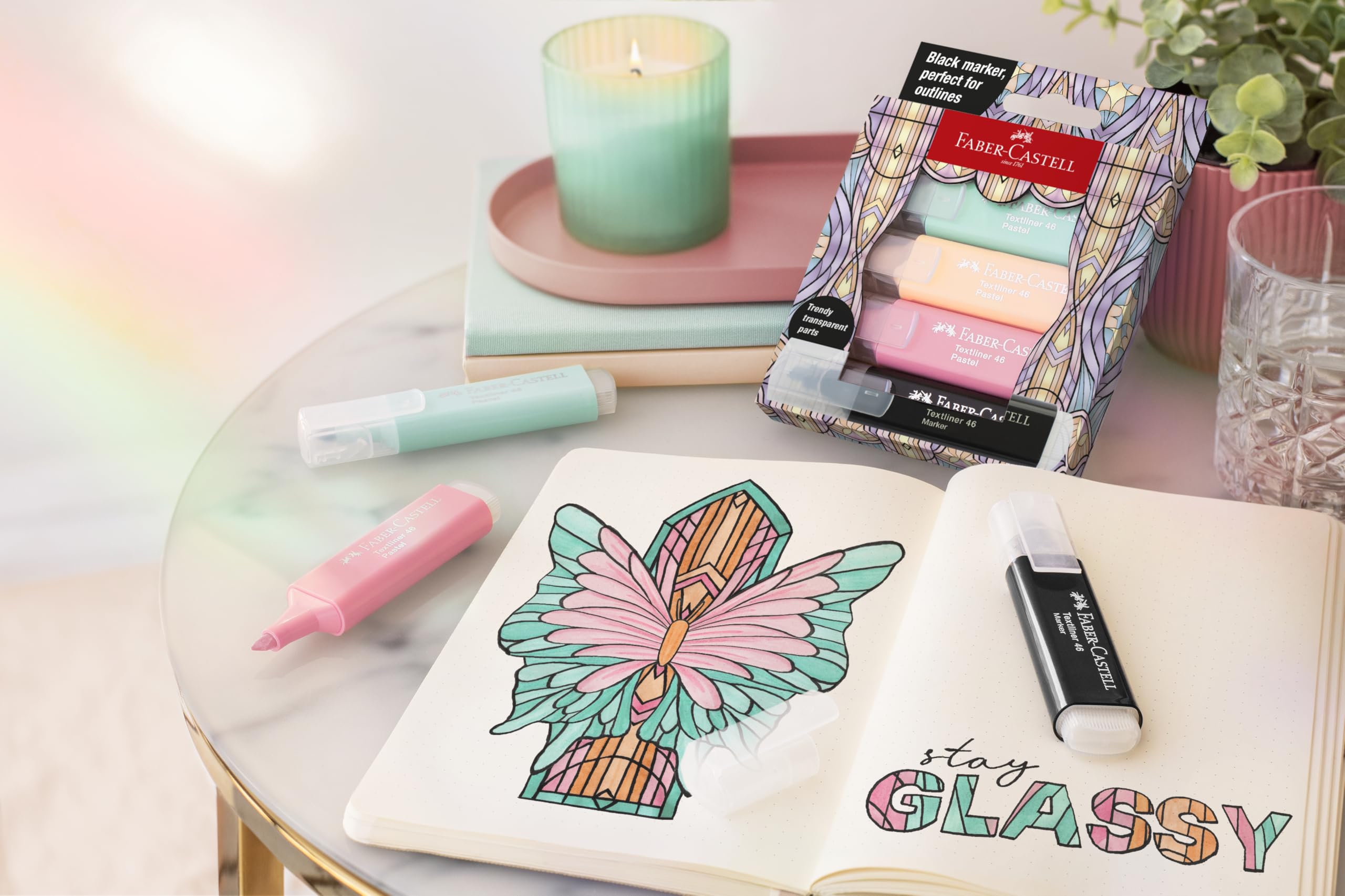 Kleurpotloden Faber-Castell Sparkle pastel 12 stuks in blik etui