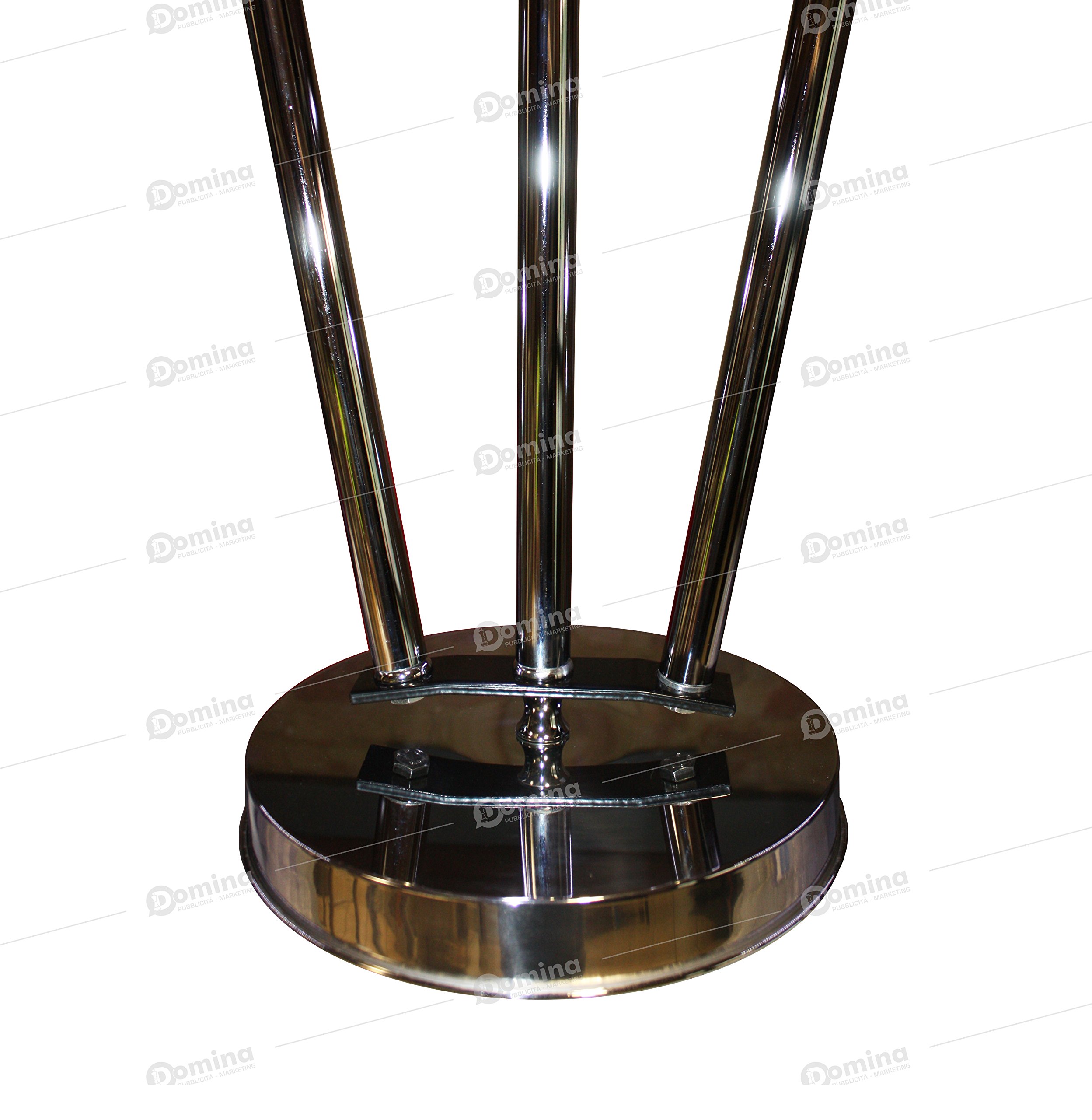 Kit Bandiera da Sala 3 posti in Acciaio Inox con Base da 280mm, Kit da Interno per Bandiere Completo di 3 aste in Acciaio da 200cm, Supporti tendi Bandiera in plexiglass, Lance e viteria