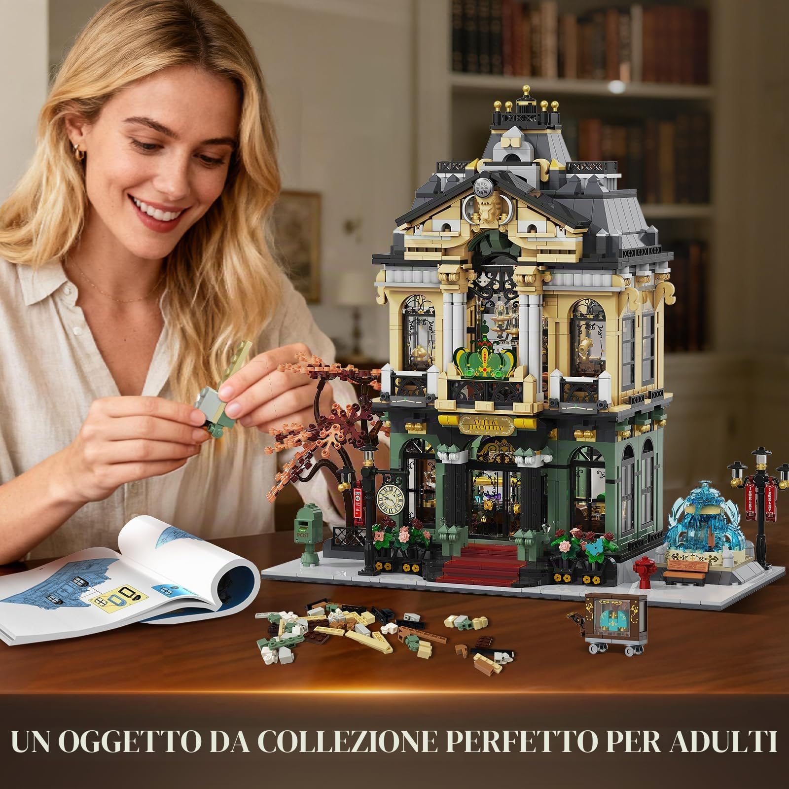 INSOON Schmuckladen - Giocattolo da costruzione con luce, 1933 pezzi, modello di costruzione modulare, decorazione per la casa, gioielli per adulti, ragazzi e ragazze dai 14 anni in su