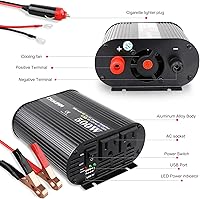 Vista 2 de Inversor de corriente para automóvil de 500 W, CC 12 V a 110 V CA, convertidor de cargador de coche con doble puerto de carga de CA y puertos USB