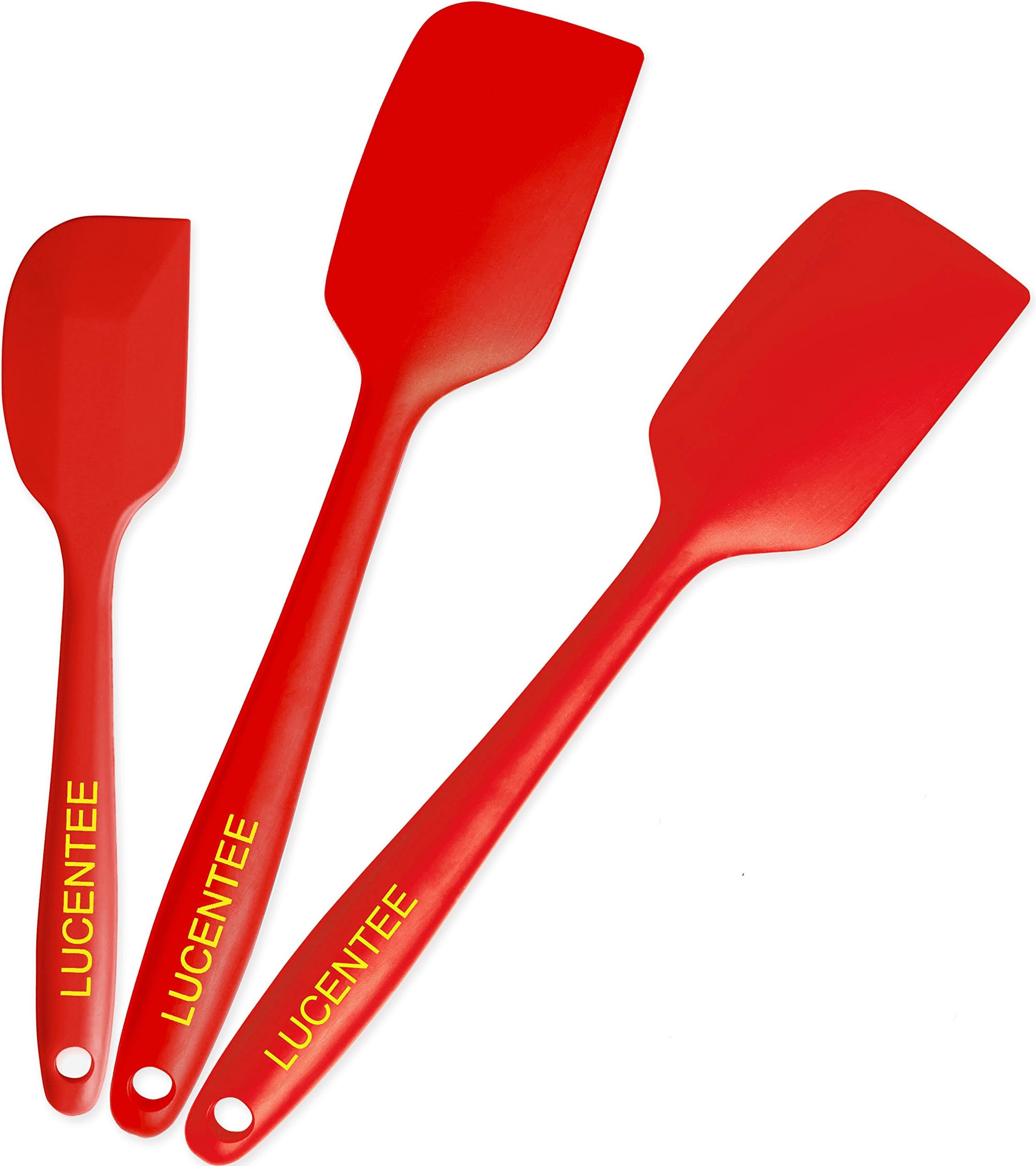 3-Piece Silicone Spatula Set - 2 Large & 1 Small Heat Resistant Cooking Utensils (Red)
