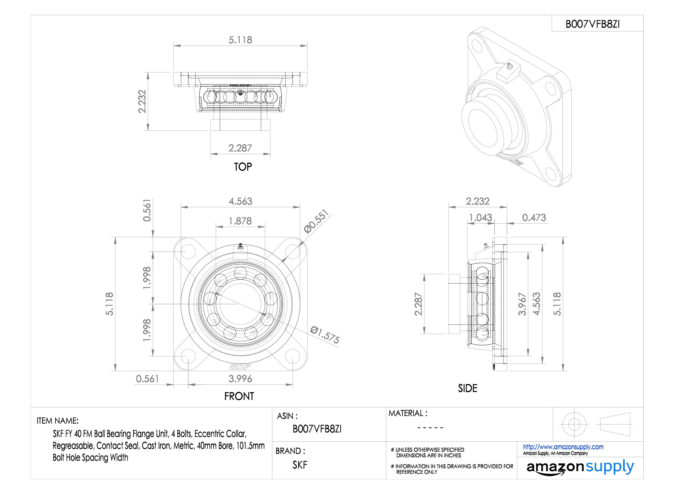 SKF FY 40 FM Y Flanschlagereinheit mit Exzenterring