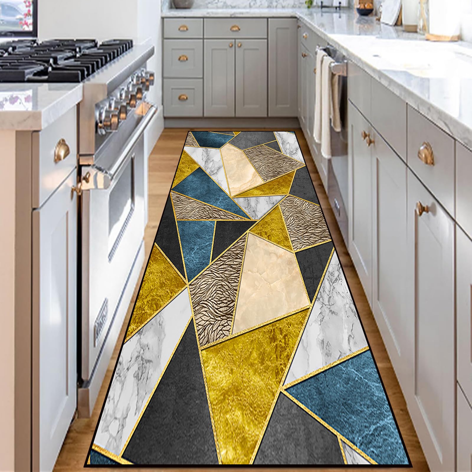 Tapis couloir antidérapant 110x290 cm lavable au confort pieds nus