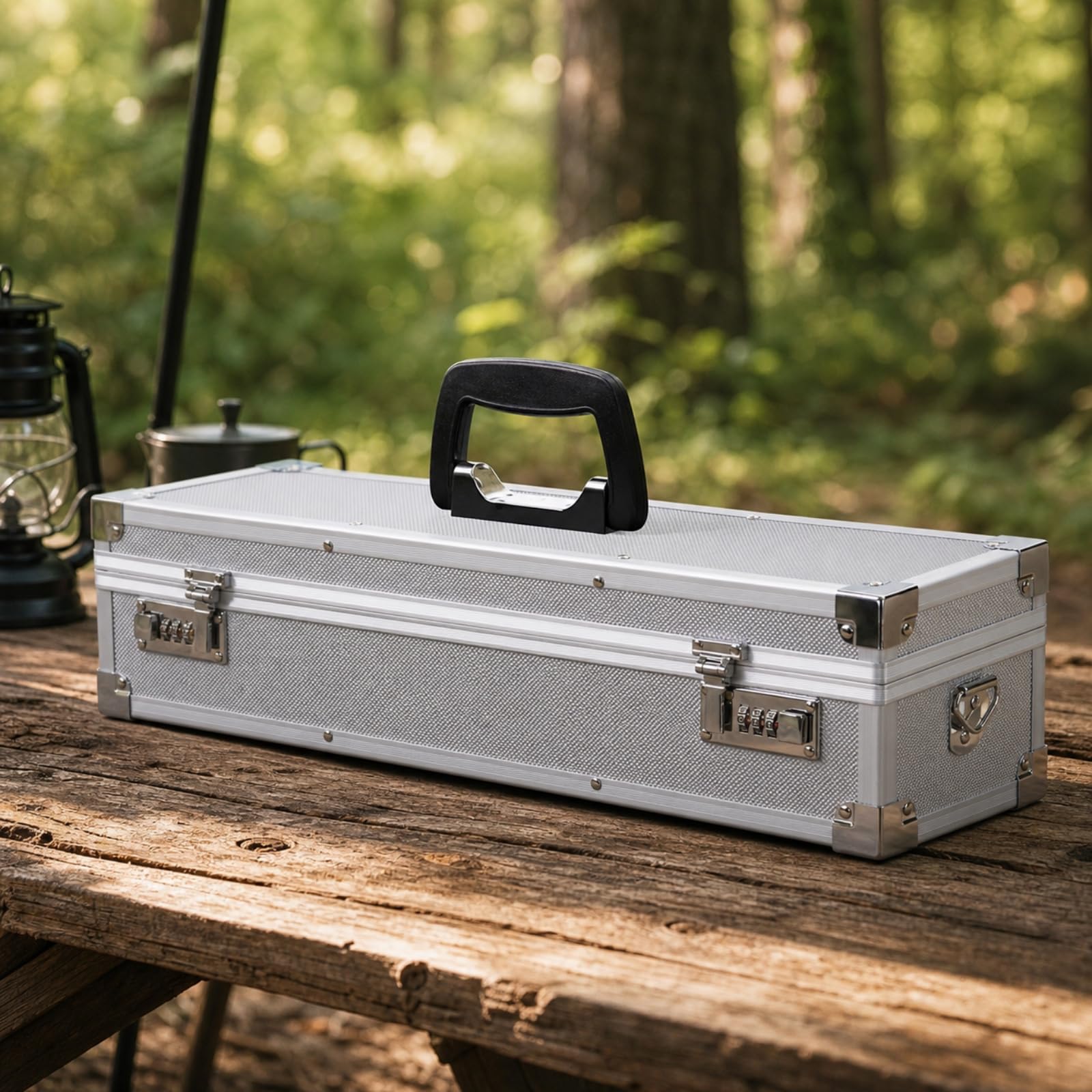 KESOTO Caja Herramientas con Asa Resistente | Portátil, Caja Herramientas Rígida, Seguro, para Camping, Profesionales, Técnicos, Plata Negro
