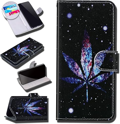 Urhause Case Compatible with Galaxy A9 2018 Case Glossy PU Leather
Wallet Cover with Card Slots Cover Marijuana Cartoon Wallet Kickstand
Magnetic Closure Shockproof Case Folio Flip Case