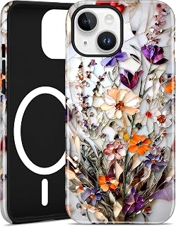 Buntglas-Blumen Magnetische Hülle für iPhone 15 Pro Max, Gelbes