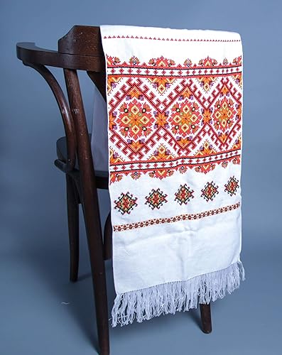 78.7x11.8 in Ucrania Rushnyk mano punto de cruz bordado naranja decoración de la boda