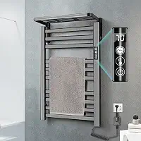 Toalheiro Termico, Secador de Toalhas Eletrico, Aquecedor de Toalha para Banheiro, Grande Quadrado Inox com Timer Embutido (Fio Lado Direito), Preta, 30°/35°/40°/45°/50°/55°/60°/65°/70° (220V)