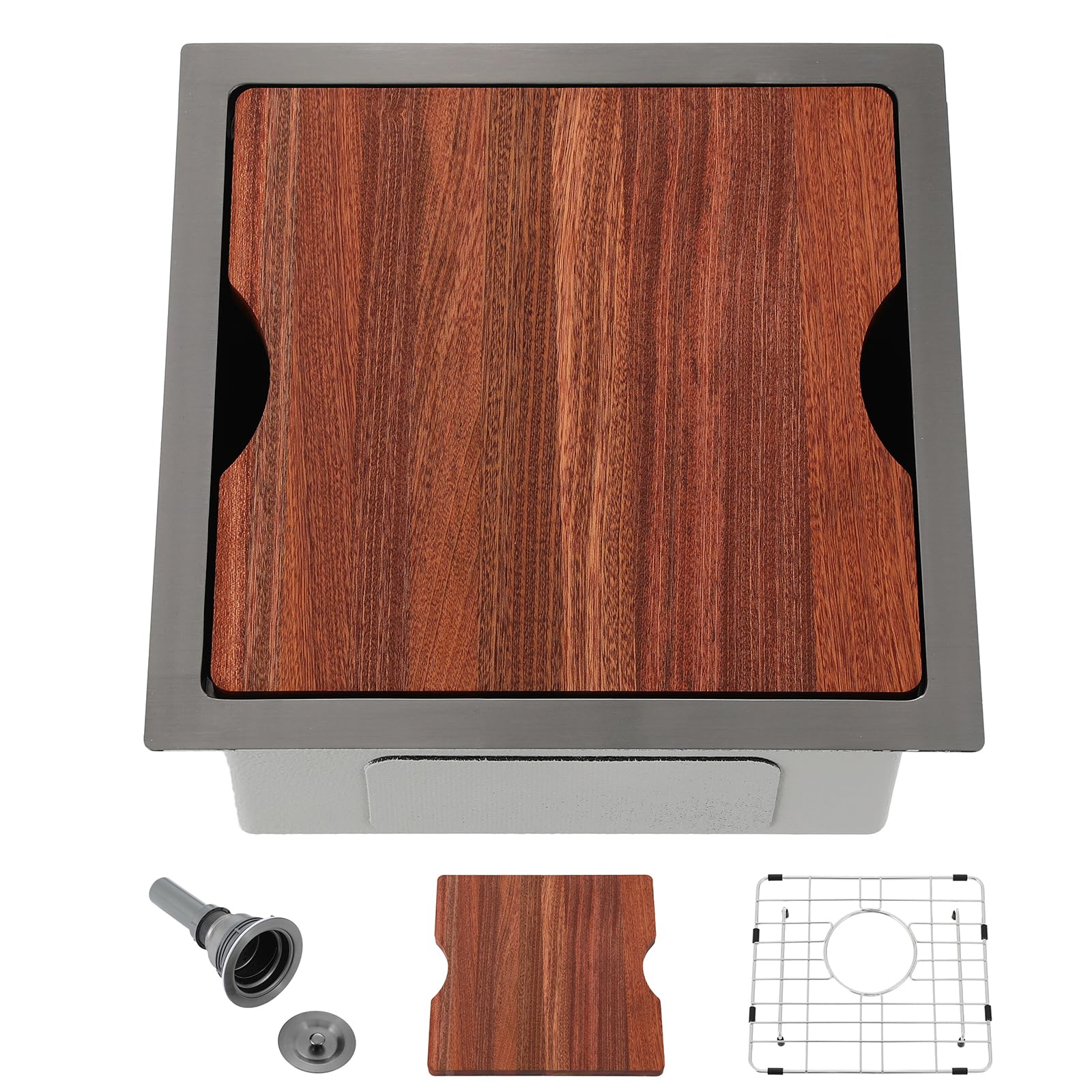 SHACO 15x15 Black Undermount Bar Sink