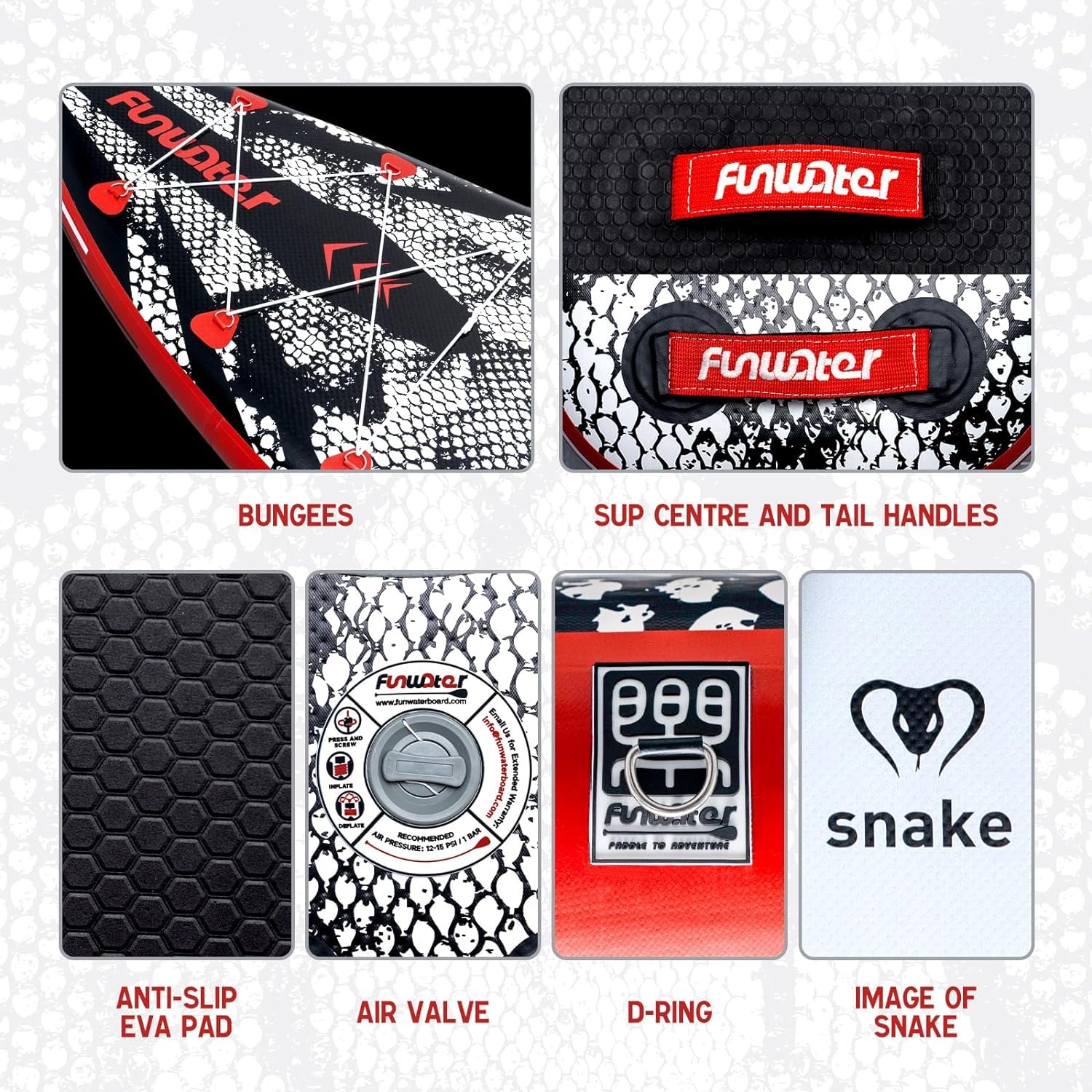 FunWater Tavola SUP Gonfiabile Surf Paddle Board Inflatable, Ultralight SUP per tutti i livelli con Due Accessori Tipo