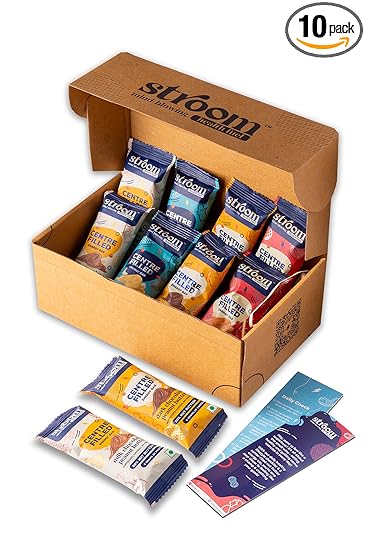 STROOM Centre Filled Energy Bar | All-in-One (10 X 36g) | 7g Protein | 7g Fibre | 11g Whole Grain | Upto 47% Nut Butter | No Added Sugar, Trans Fat, Cholesterol, Preservatives or Artificial Flavour