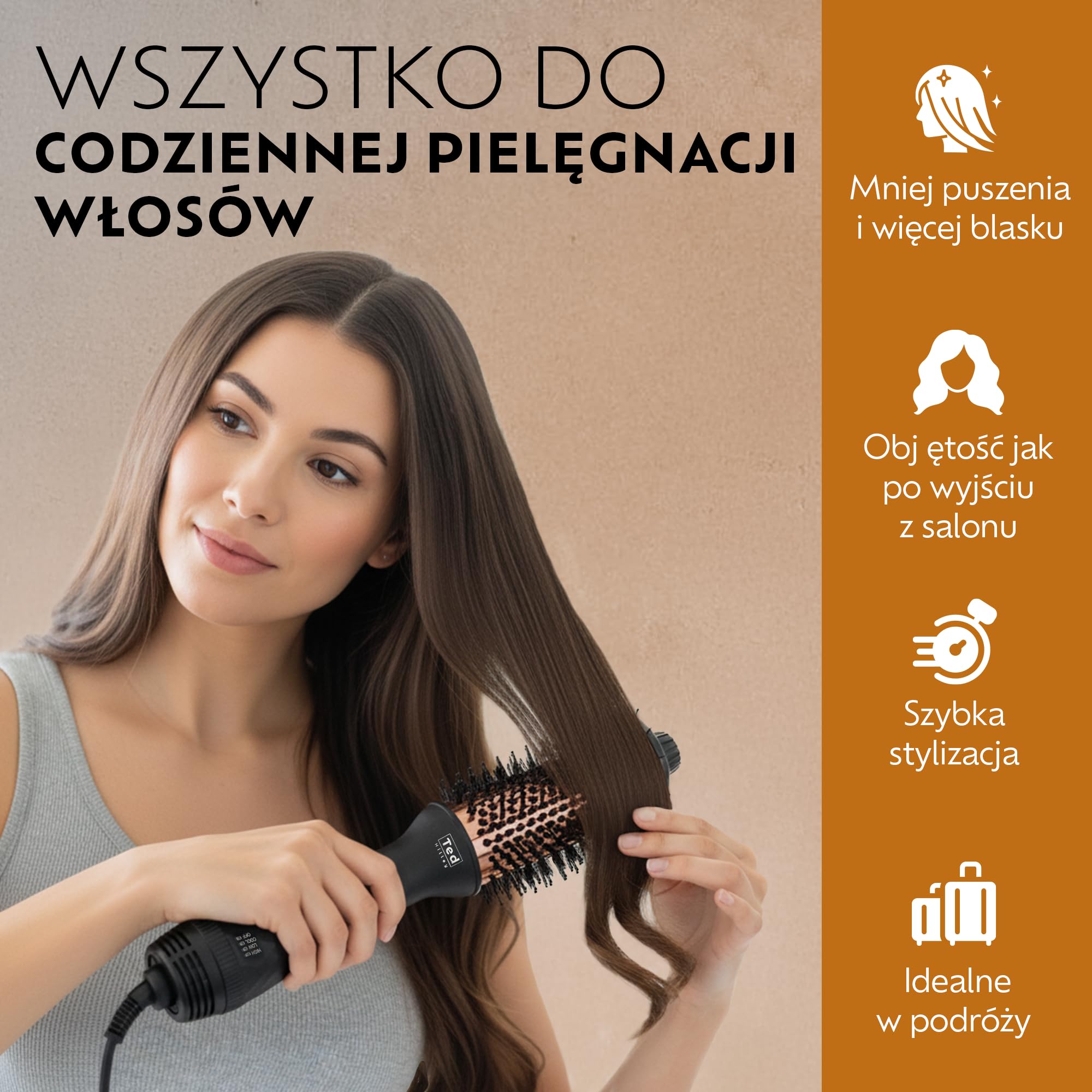 DuoStyle tytanowa szczotka do piany – profesjonalna szczotka do suszarki do włosów i klimatyzator 2 w 1, najlepsza szczotka do suszarek, technologia jonowa szczotki termicznej, Blow Dryer