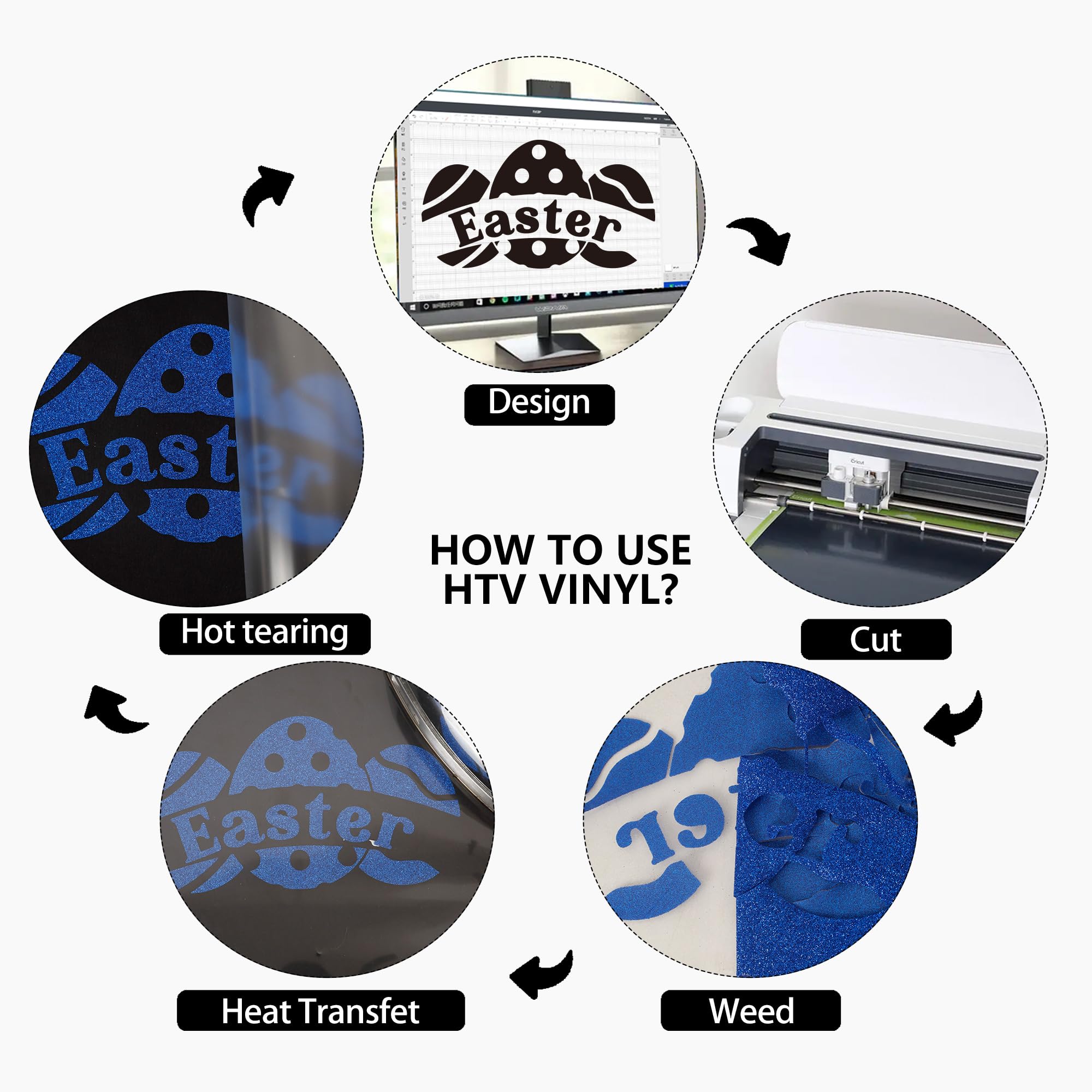 HTVVETUR Vinilo termotransferible con purpurina azul real, 2 rollos de vinilo termotransferible con purpurina para camisas, vinilo termoadhesivo para camisas, vinilo para planchar para camafeo, fácil