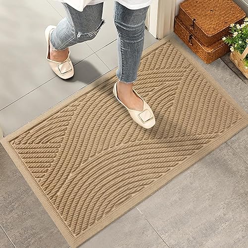 Sturdy Front Door Mat, Absorbent Muddy Dirt Resist Welcome Door