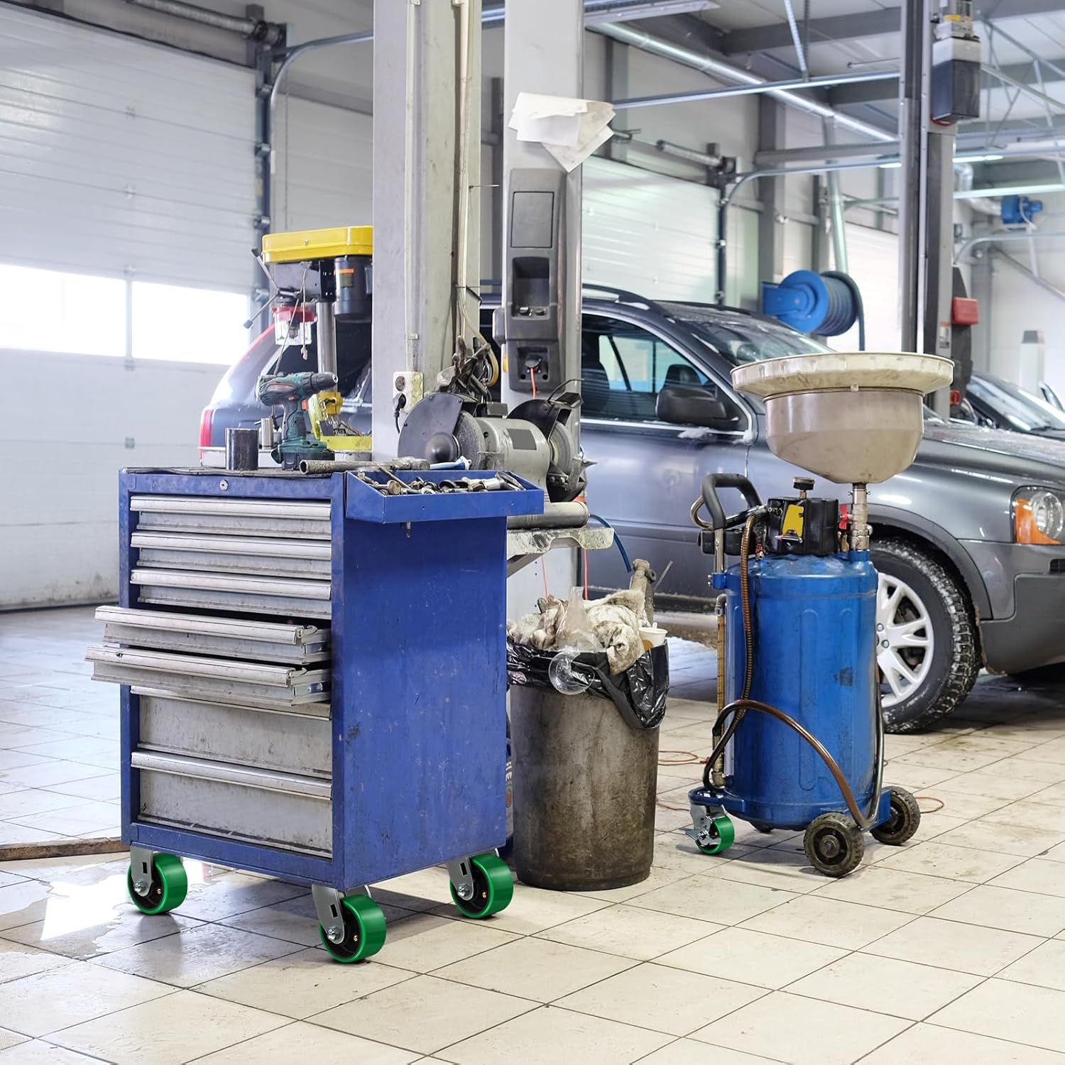 4"x2" Heavy Duty Industrial Casters - 3200 Lb Capacity, 4 Rigid Polyurethane on Steel Wheel, for Platform Trucks, U-Boat Carts, Workbenches, and Industrial Equipment (4 Rigid)