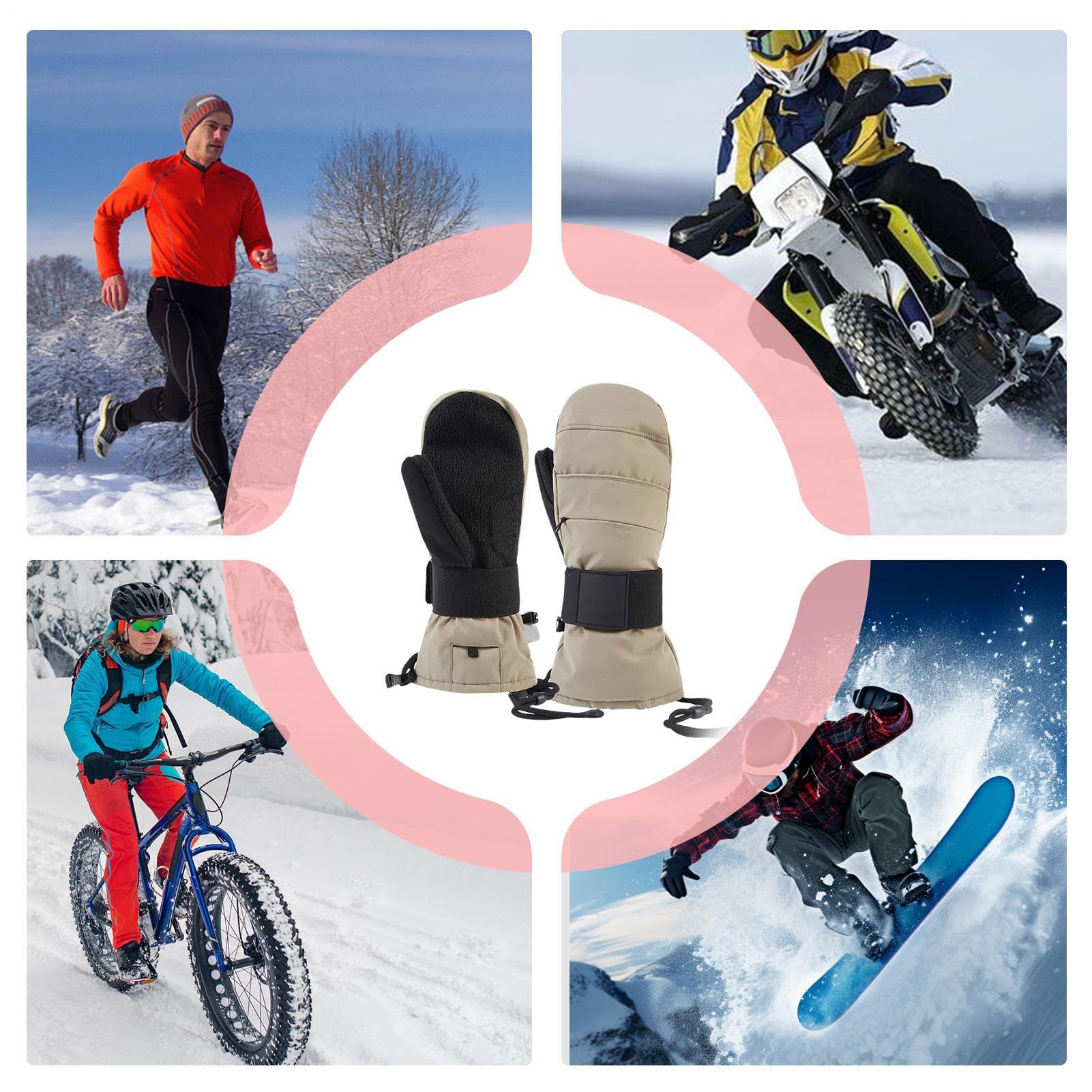 Guantes De Invierno Para Hombres | Guantes Térmicos Sensibles Al Toque,Muñequera Forro Polar Guantes De Nieve - Para Hombres Motociclismo Invierno Nieve Al Aire Libre